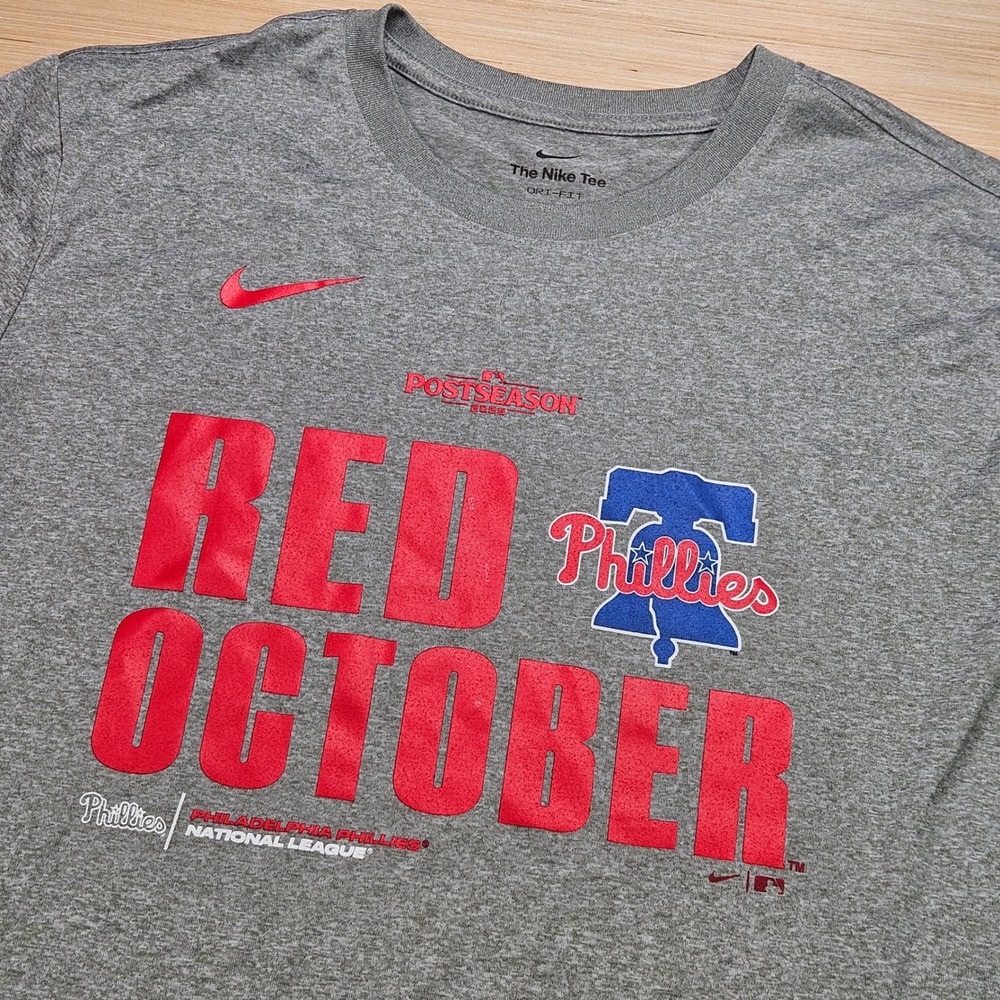 Philadelphia Phillies Red October Nike T-Shirt Mens L Gray MLB Postseason 2025